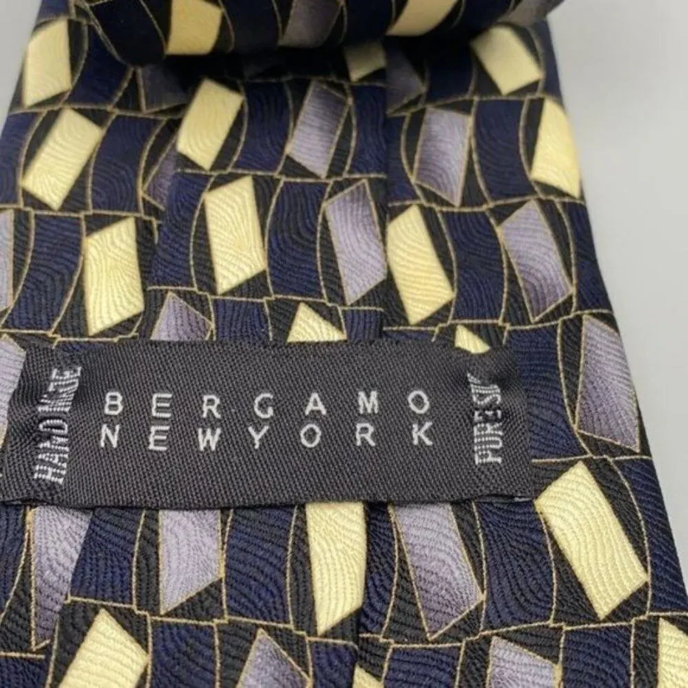 Bergamo New York patterned 100% Silk Handmade necktie